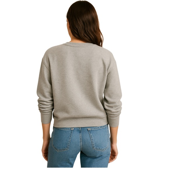 H&M Rhinestone Bead Cherry Appliqué Crew Neck Sweatshirt Lt Gray Melange Sz S - Picture 15 of 15